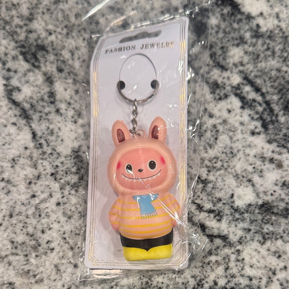 Cute Pink Monster Keychain